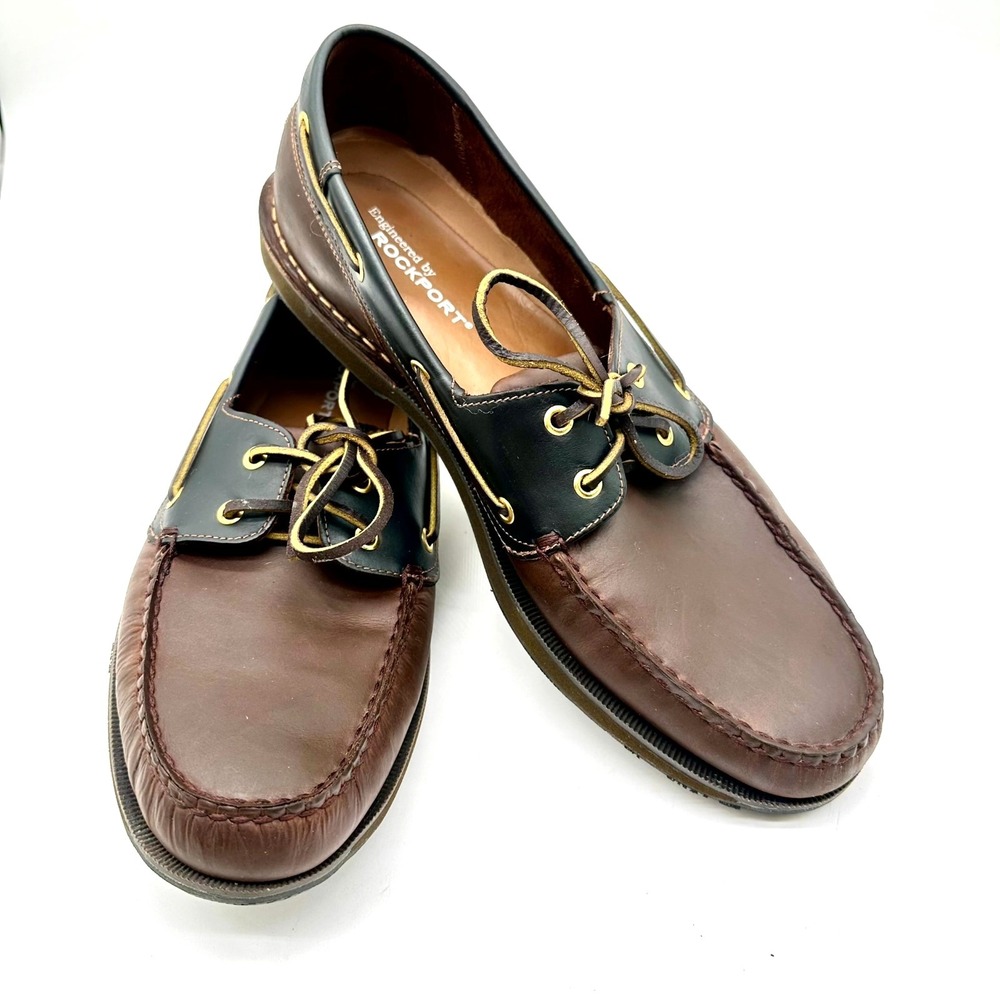 Rockport Men's Size 14 Leather Boat Shoes K71275 Chocolate/Bark